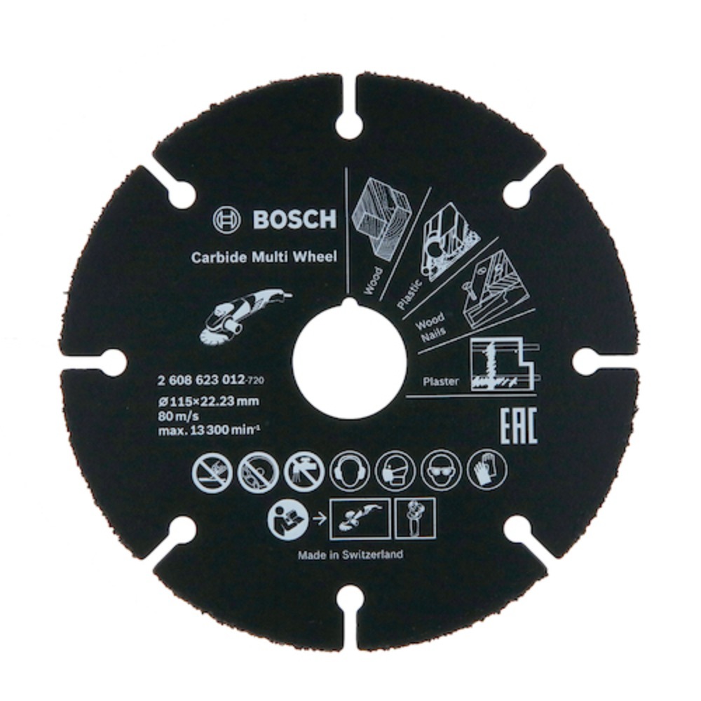 Disco para Esmeril angular 115mm 41/2″ Bosch multimaterial para madera, plástico, yeso, mampostería  cod: 2608623012