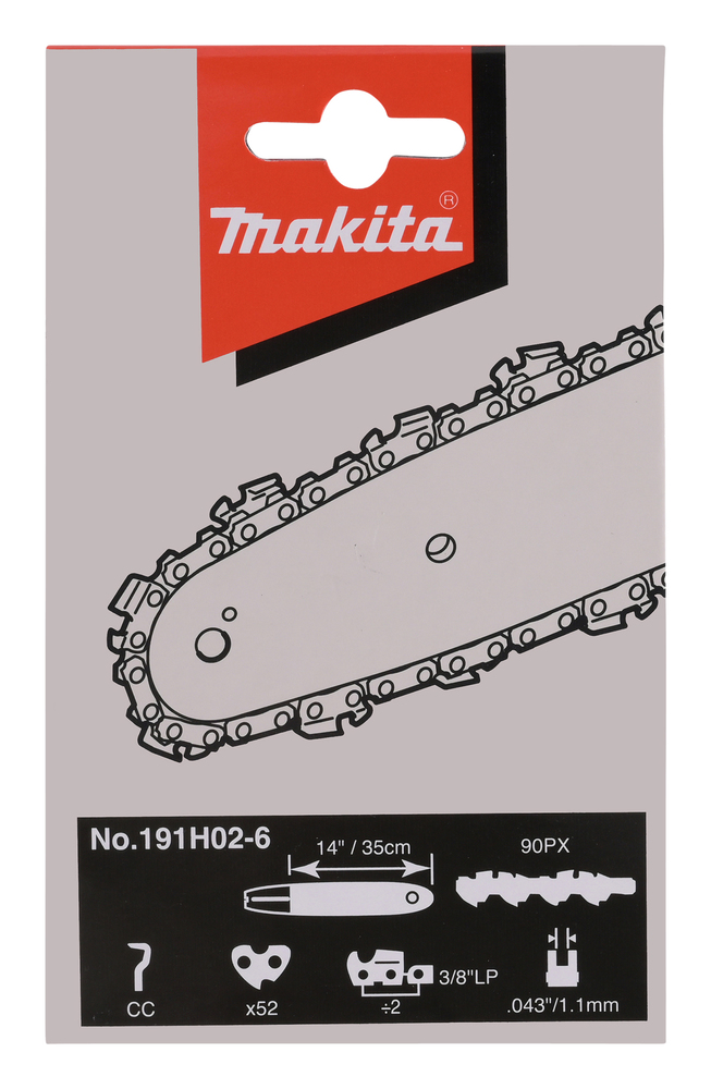 Cadena Makita 14pulg/350mm 3/8LP 1.1mm 52 eslabones (para modelo DUC353)  / 191H02-6