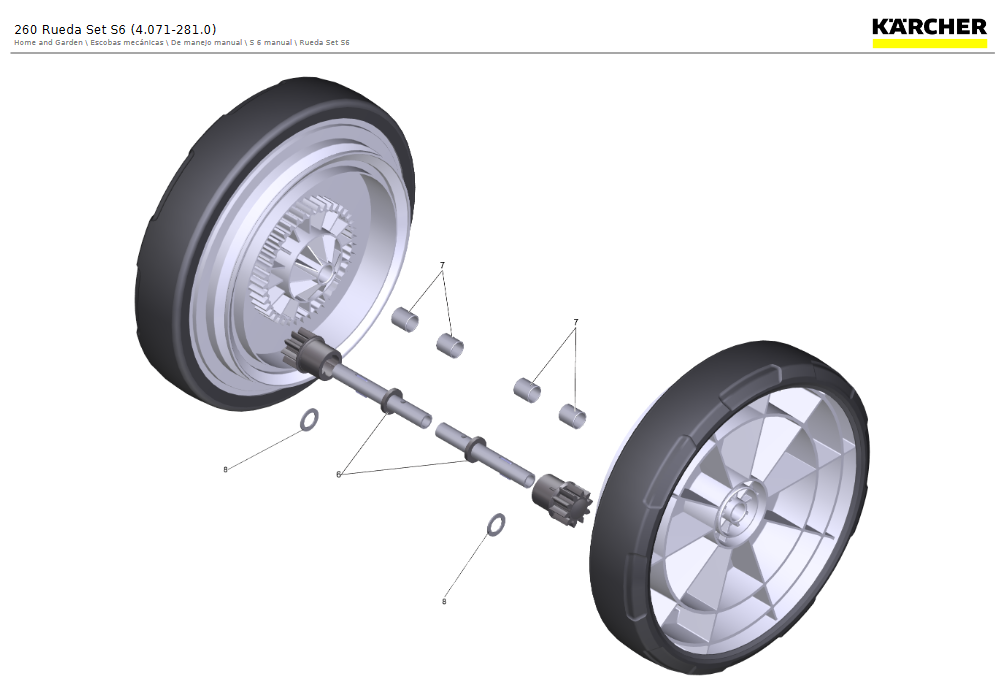 Set ruedas para barredora karcher S6   / 4.071-281.0