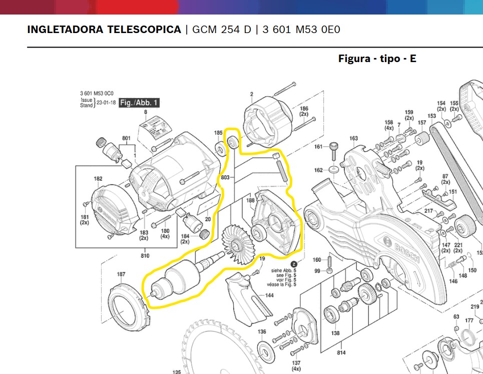 Inducido para ingleteadora Bosch GCM 254D  / 1619PC1025